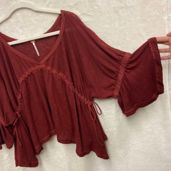 Free People Sand Storm Flounce Top in Sanguine Size Large - Picture 7 of 10